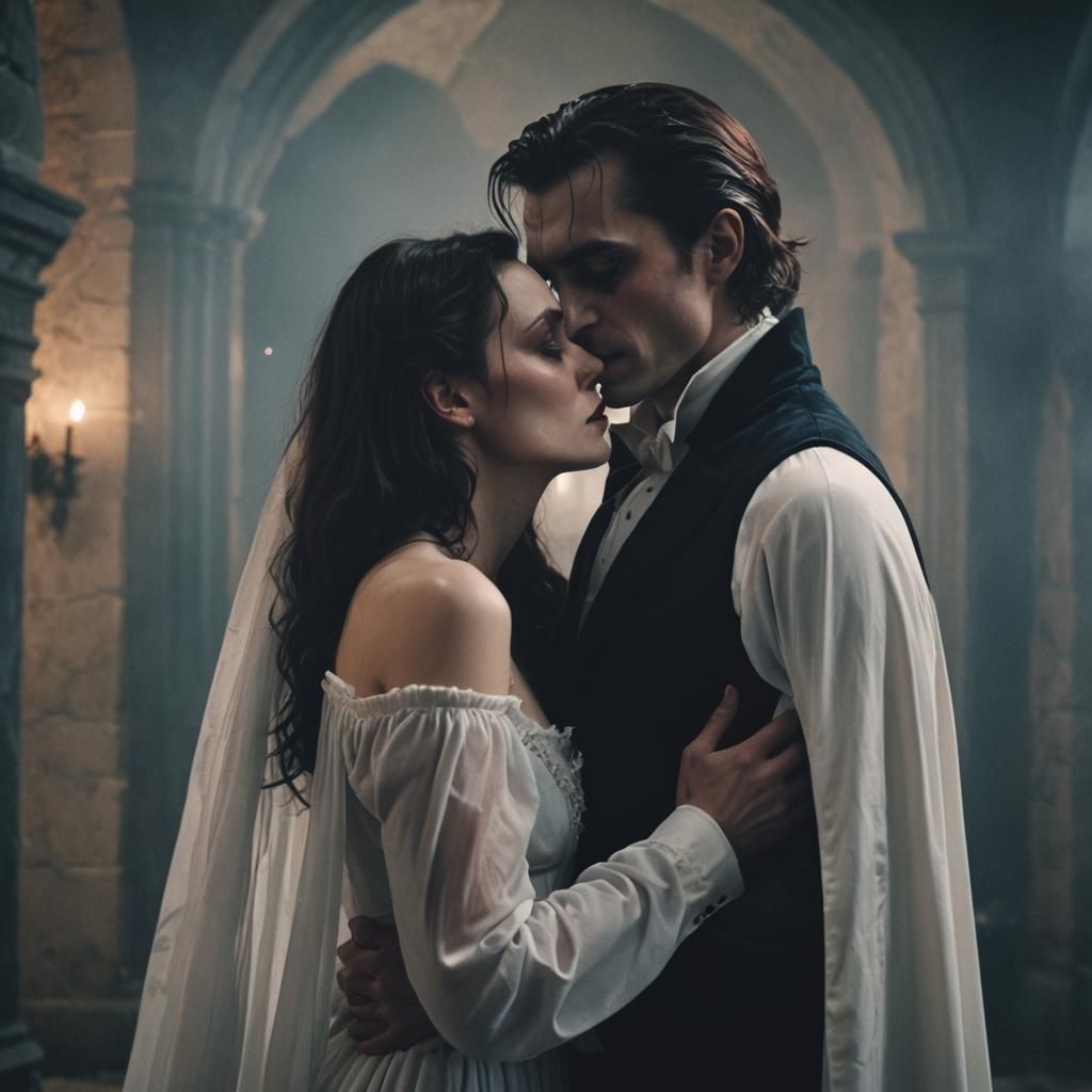 Gothic Vampire Romance in Dark Castle Bedroom
