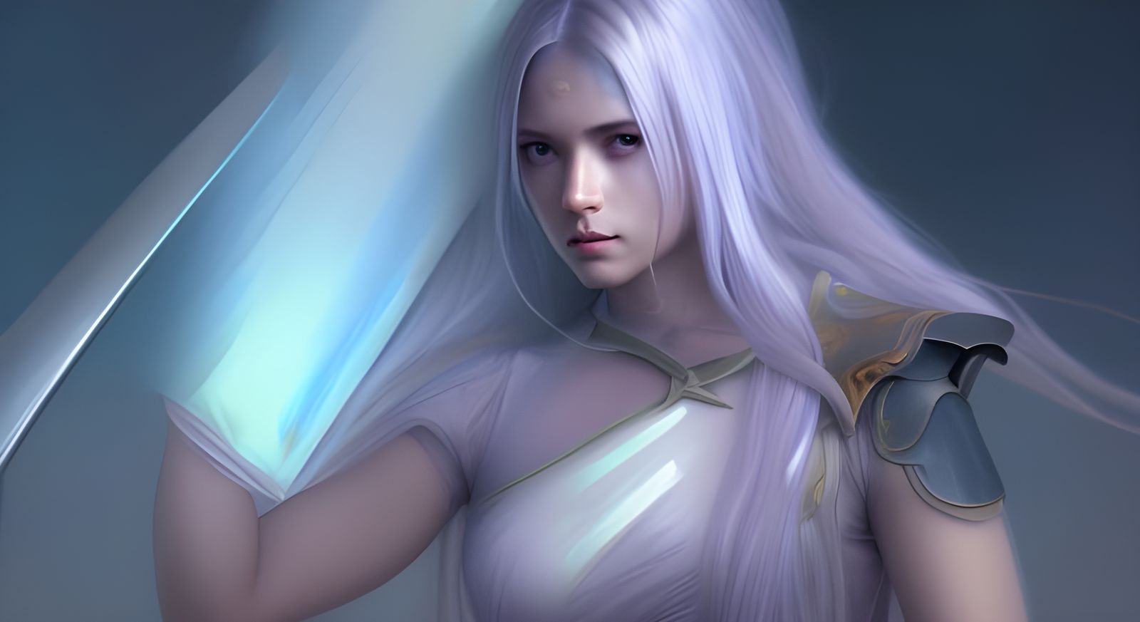 Fierce Female Sword Fighter in Hyperrealistic Digital Art