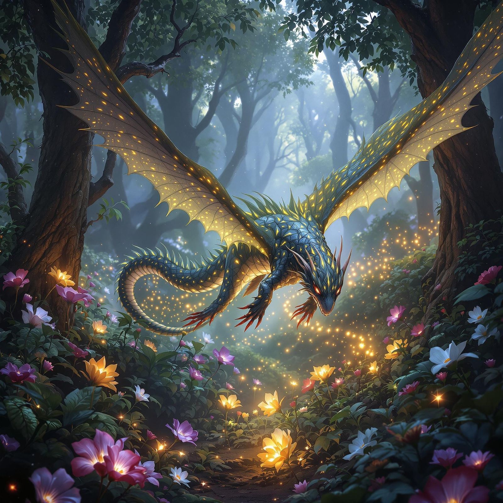 Bioluminescent Forest Lurker in Artgerm Style