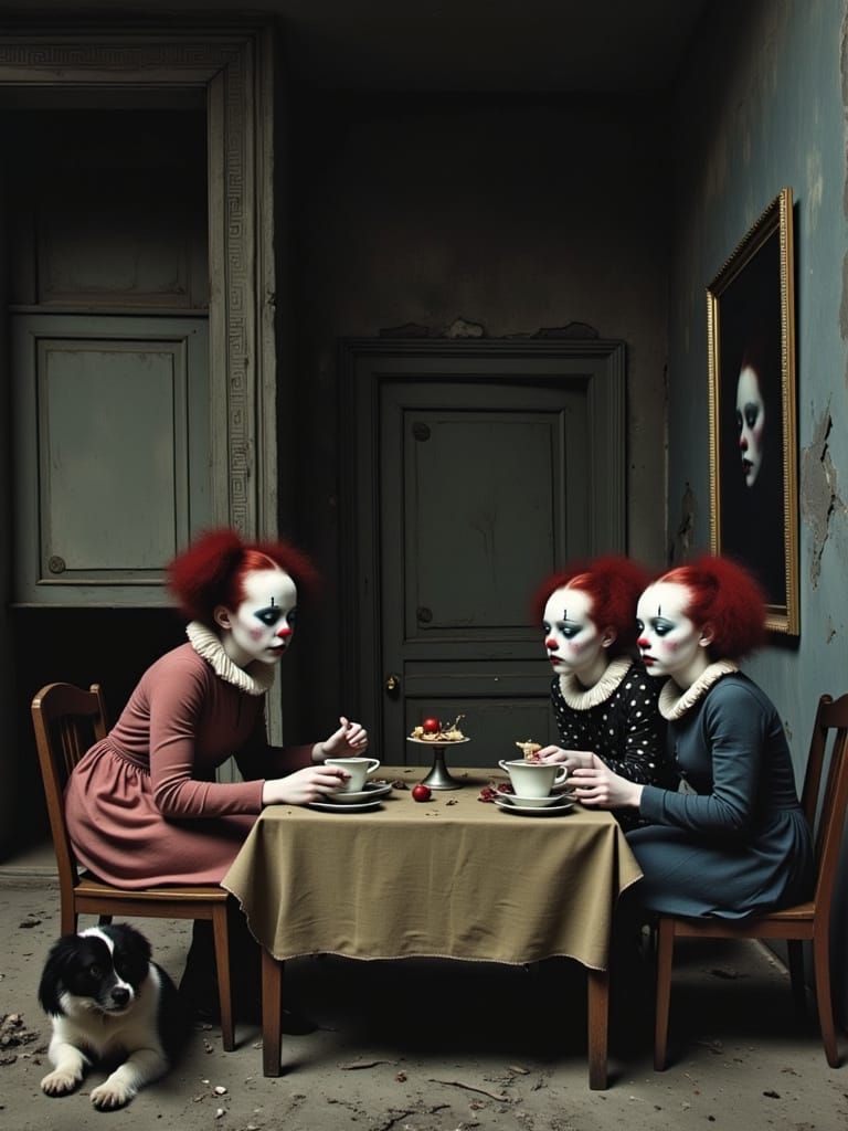 Horrific Elizabethan Clowns Hold a Clown Tea Party in a Ruin...