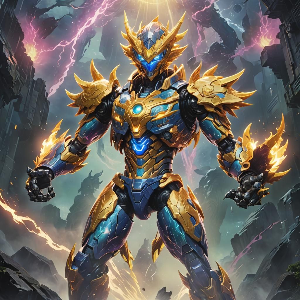 Heroic Digimon Warrior in Epic, Anime-Inspired Digital Art