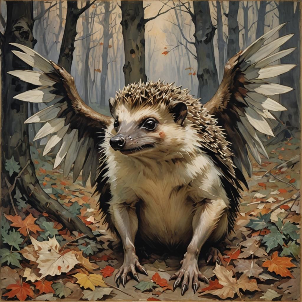 Hedgehog Rescues Vampire in Classic Portrait Style