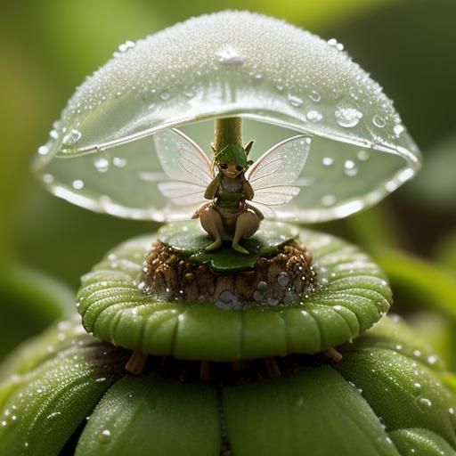 Fairy on Mushroom: Macro Photography in Morning Light