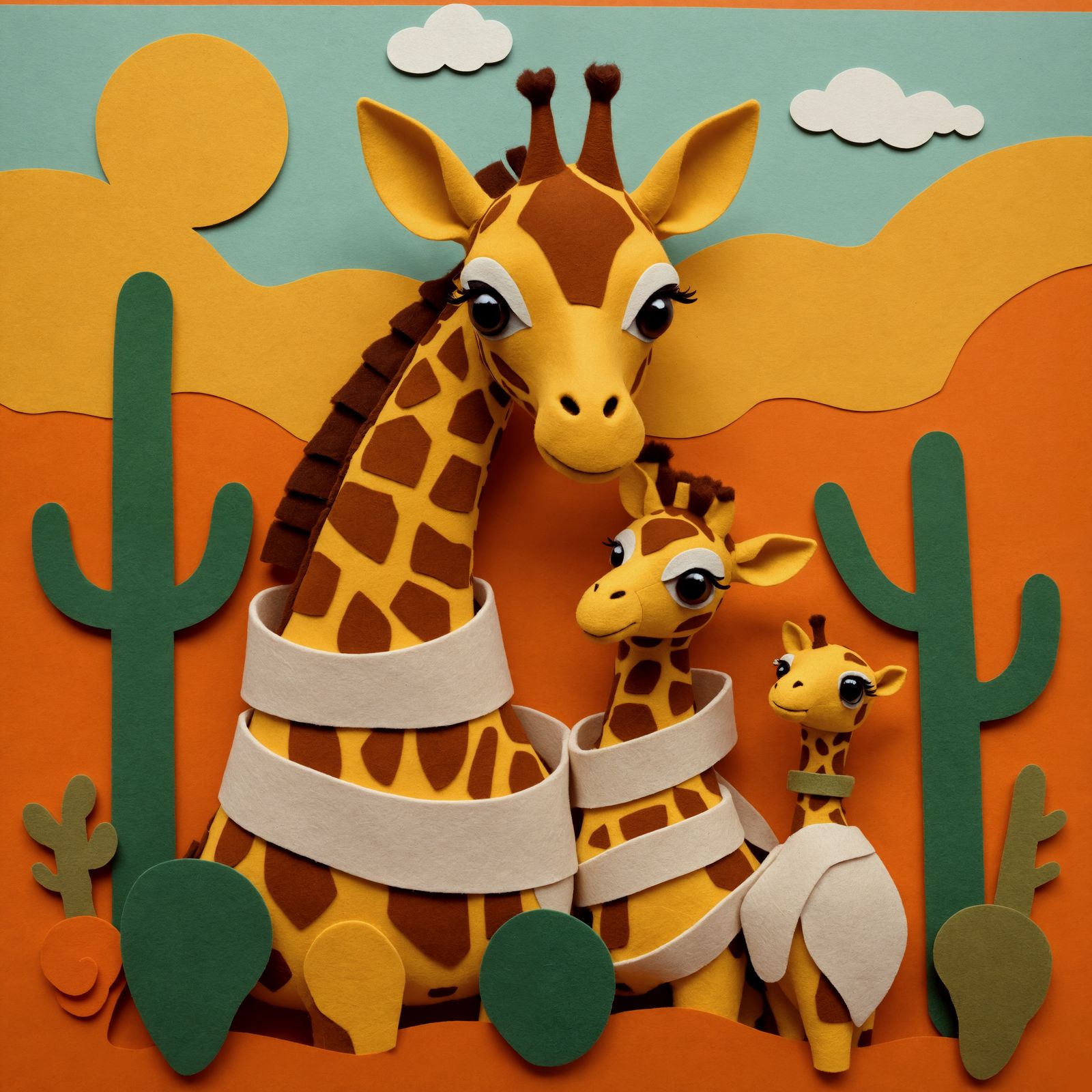 Felt Mummy and Baby Giraffe Craft
