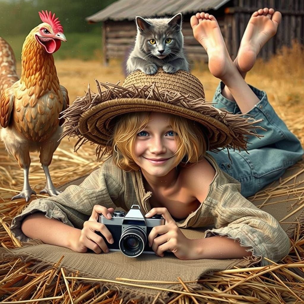 Joyful Woman Radiates Warmth in Whimsical Dreamy Style