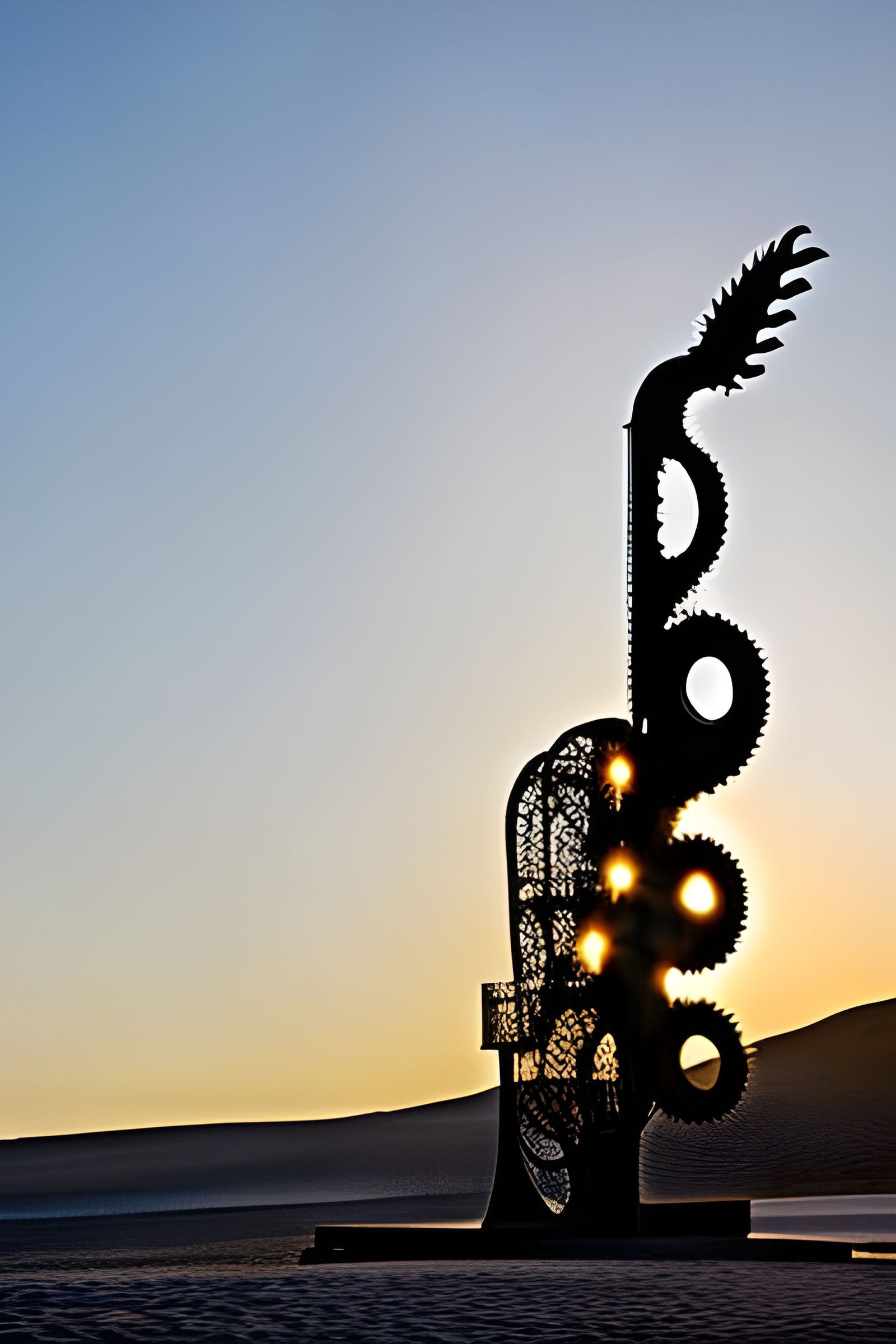 Gigantic Steampunk Metal Seahorse on Oregon Beach