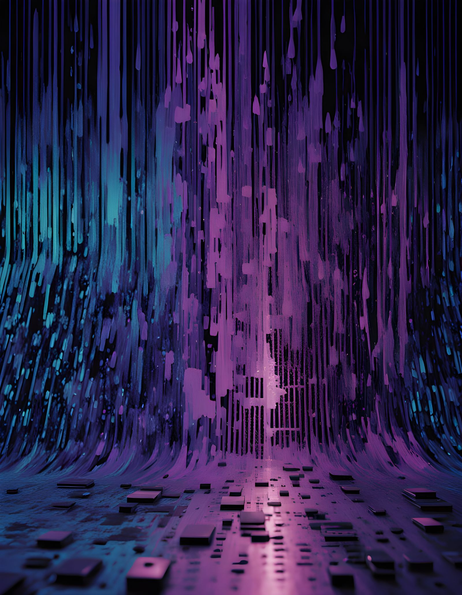 Vibrant Glitch Art in Neon-Lit Retro-Futurism