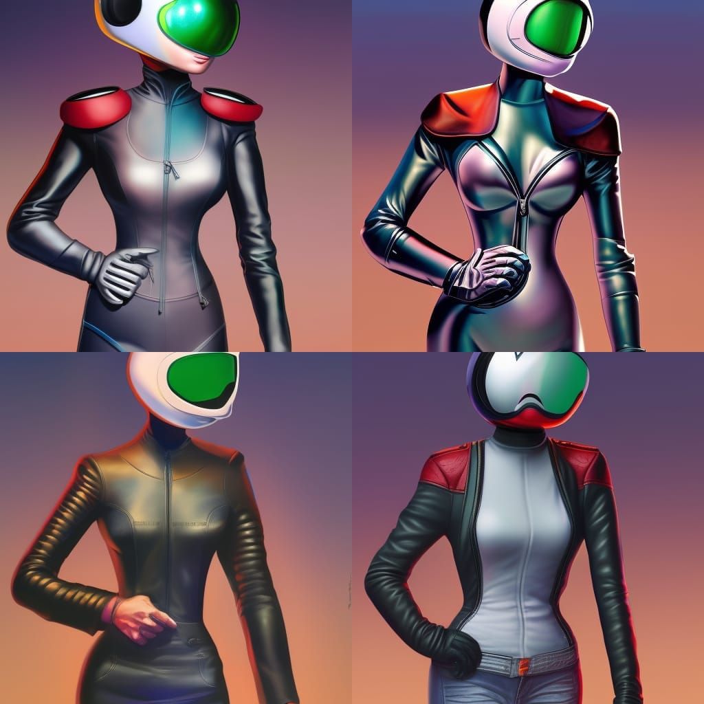 Motorcycle Helmet Girl in Comic Book Art Style