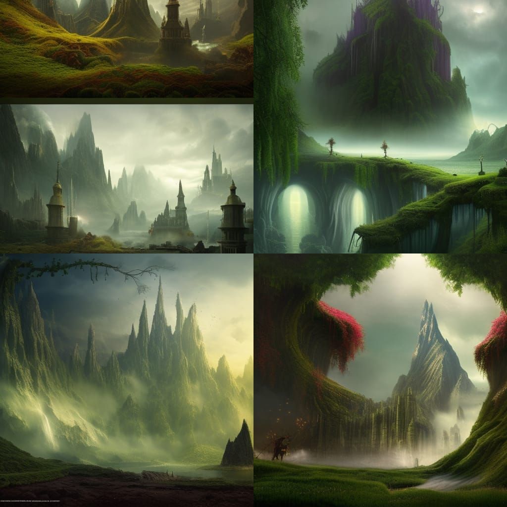 Fantastical Landscape Matte Painting in Deep Color