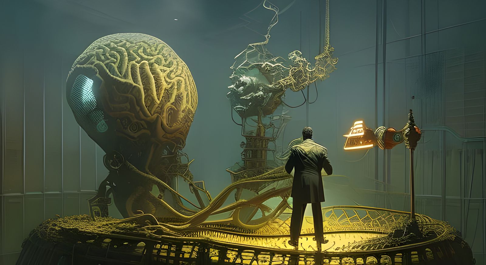 Frankenstein's Lab: Brain in Glowing Machine