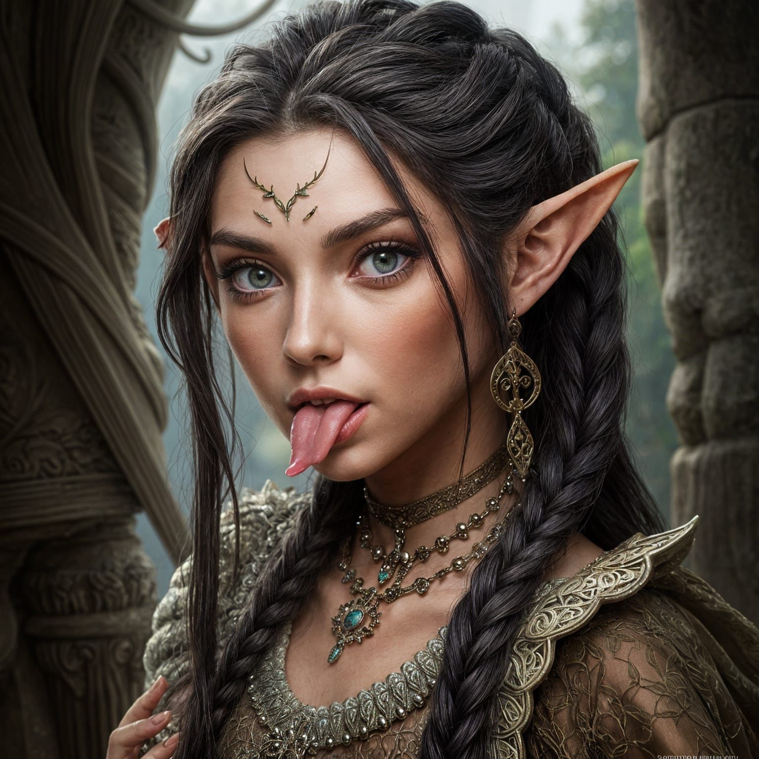 Funny Cross-Eyed Elf Sticks Tongue Out