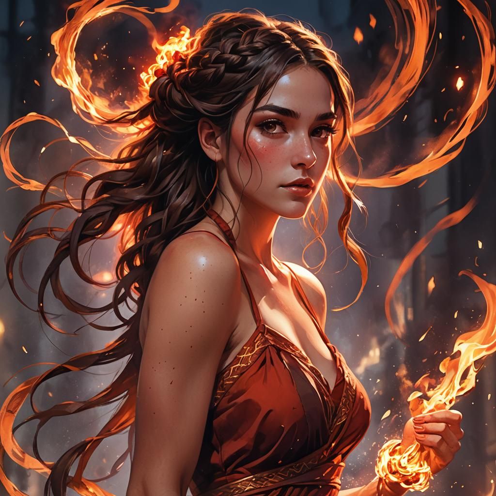 Girl in Burning Dress: Fantastical Concept Art