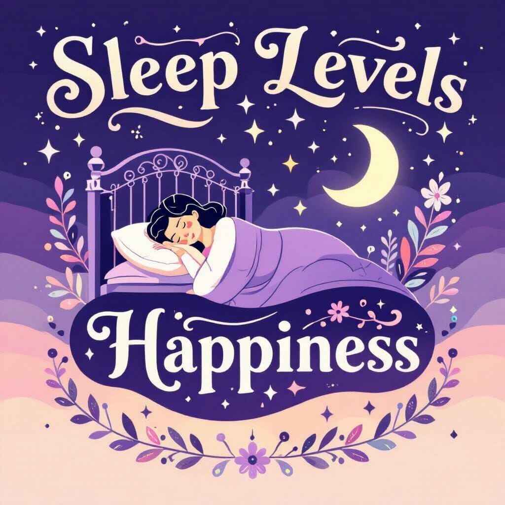 Purple Diagram of Sleep Levels and Happiness