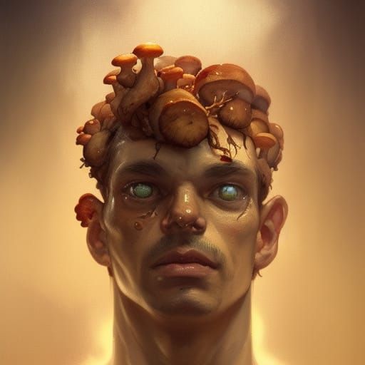 boy with mushrooms growing out of head