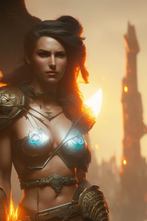 Captured Barbarian Woman in Dark Fantasy Style