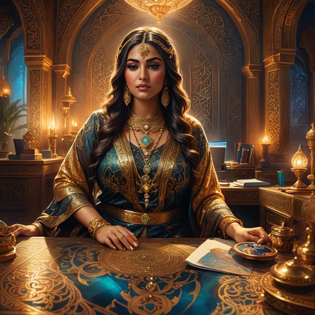 Magical Realism: Arabic Woman in Luxurious Office
