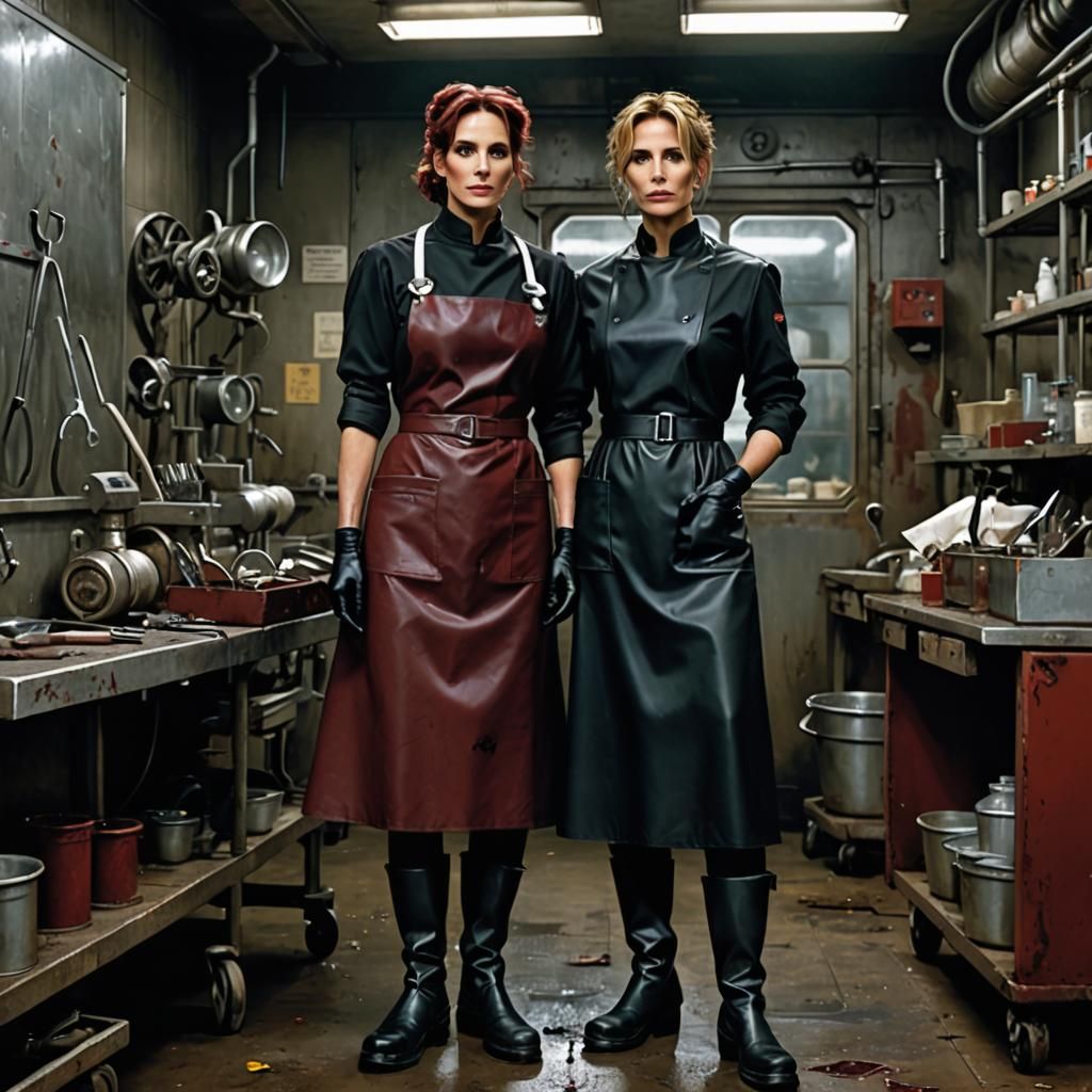 Stern Nurse Julia Roberts in Dark Red Rubberized Uniform