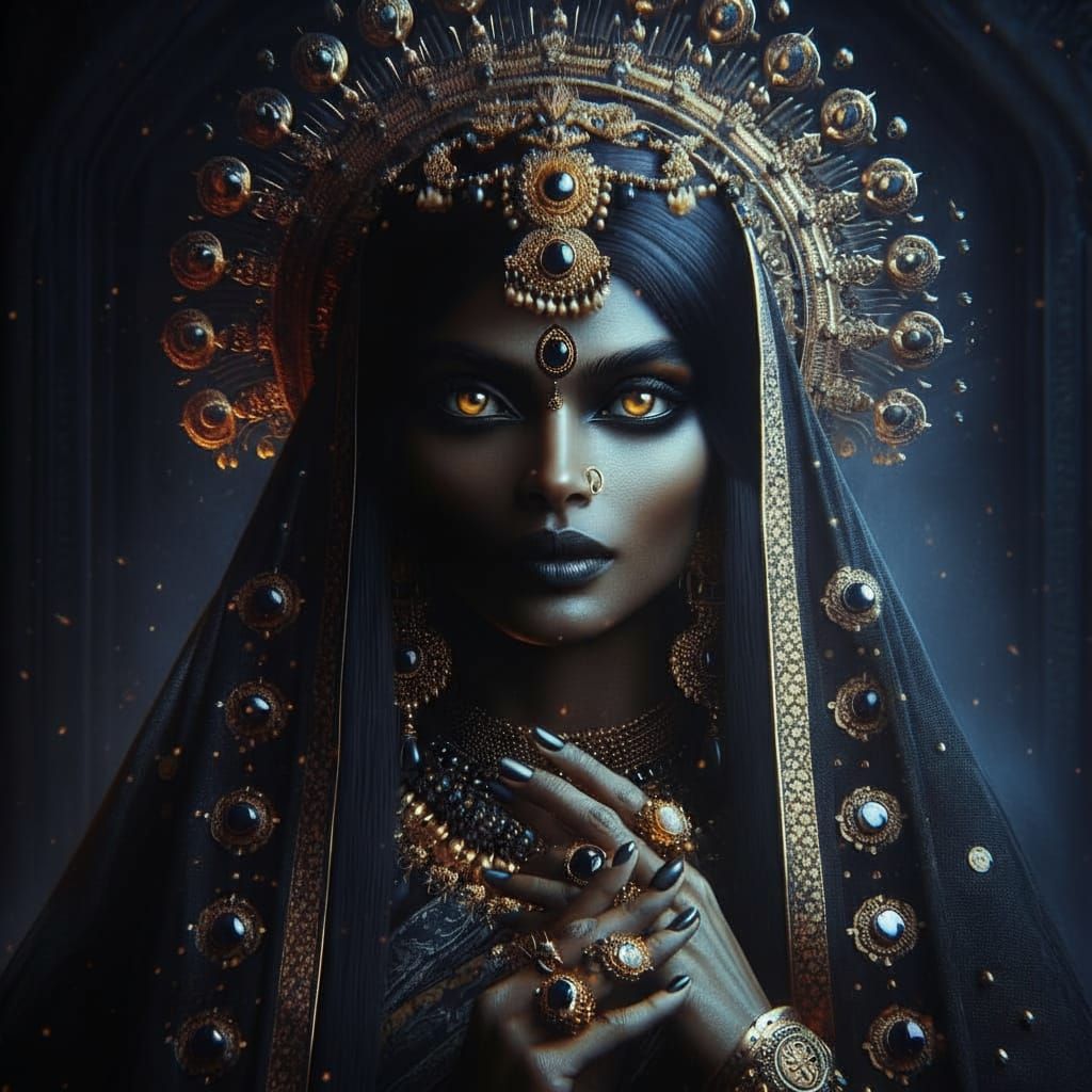 Hindu Goddess Chhaya, Shadow Deity in Dramatic Digital Art