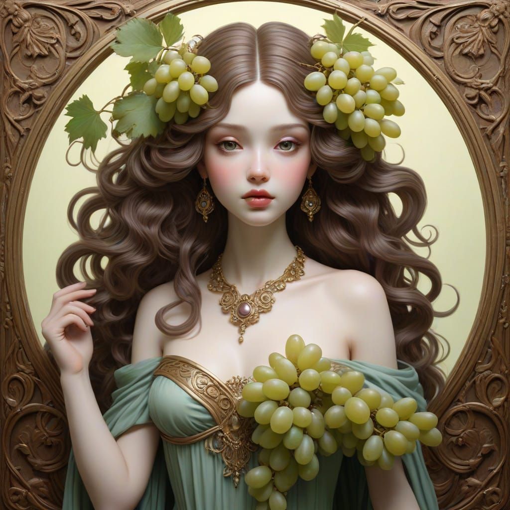 Grape Goddess in Art Nouveau Style
