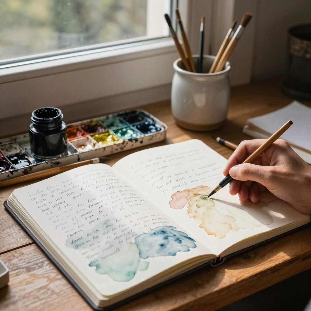 Creative Ritual: Journaling and Watercolor Art in a Sunlit H...