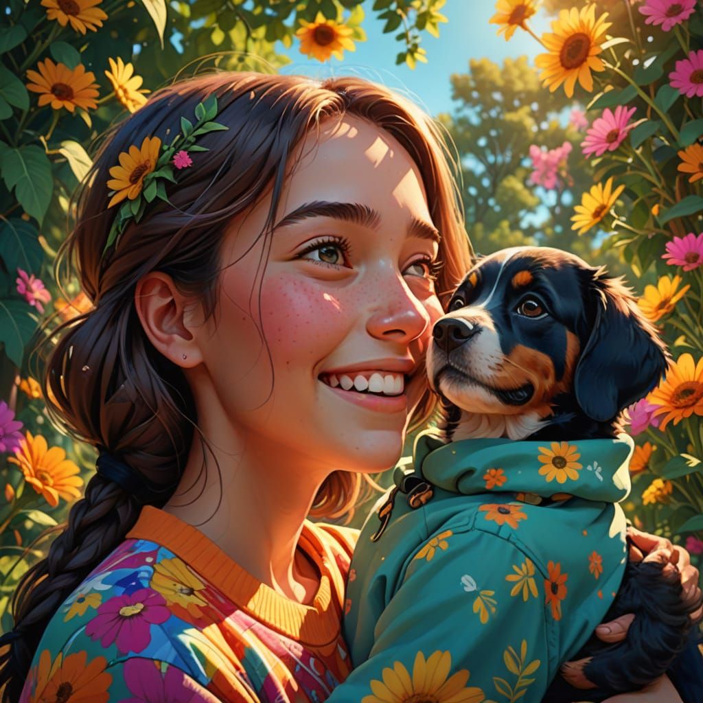 Friends Share a Heartwarming Hug in Digital Art