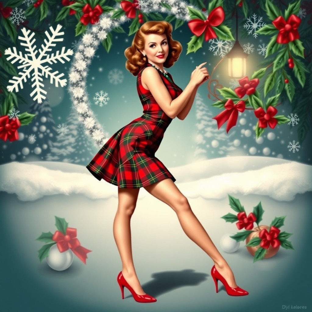 Vintage christmas pinup girl poster