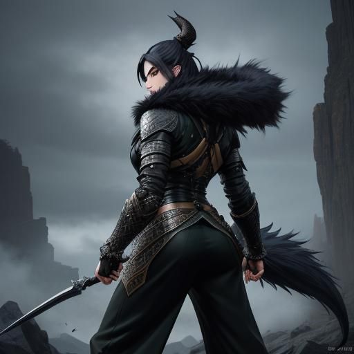 Androgynous Wyvern Shifter in Anime Style