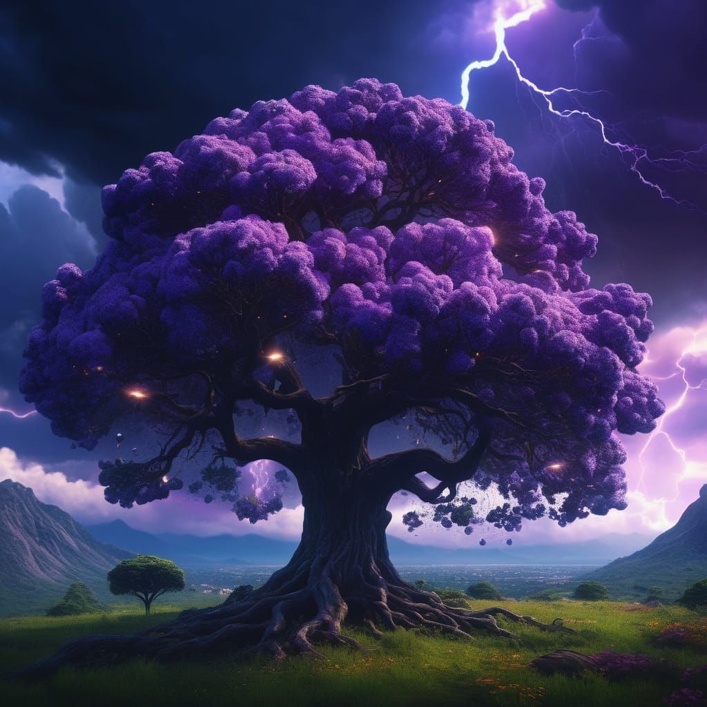 Lightning Strikes a Giant Tree: A Digital Matte Painting