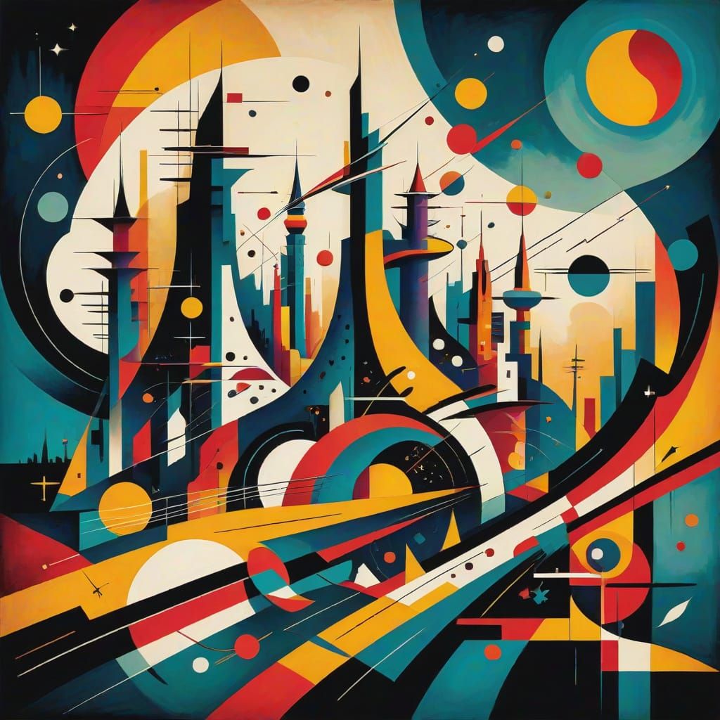 Futuristic Cityscape in Abstract Kandinsky Style