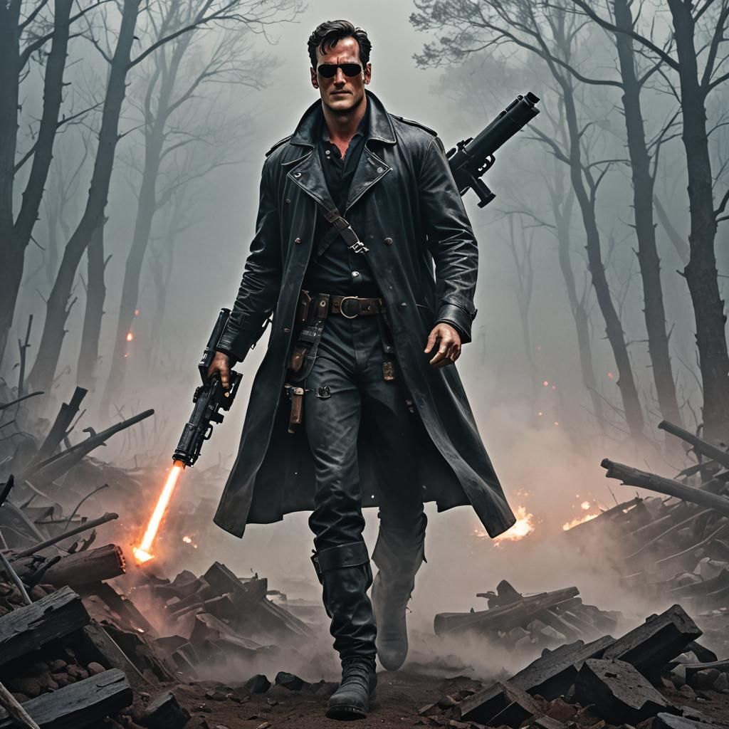 Ash Williams with Minigun in Alonso Prieto Style