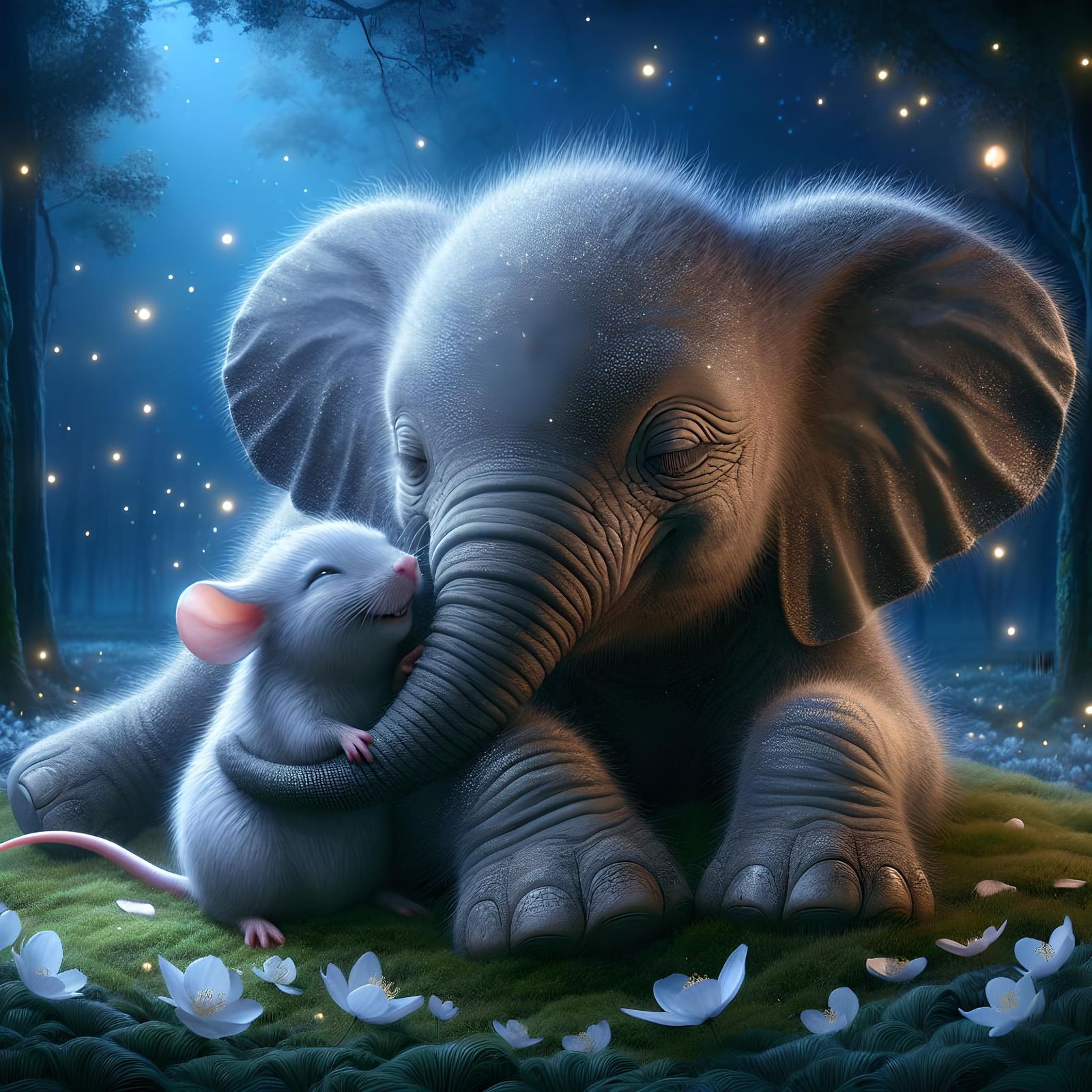 Heartwarming Embrace of Elephant and Mouse