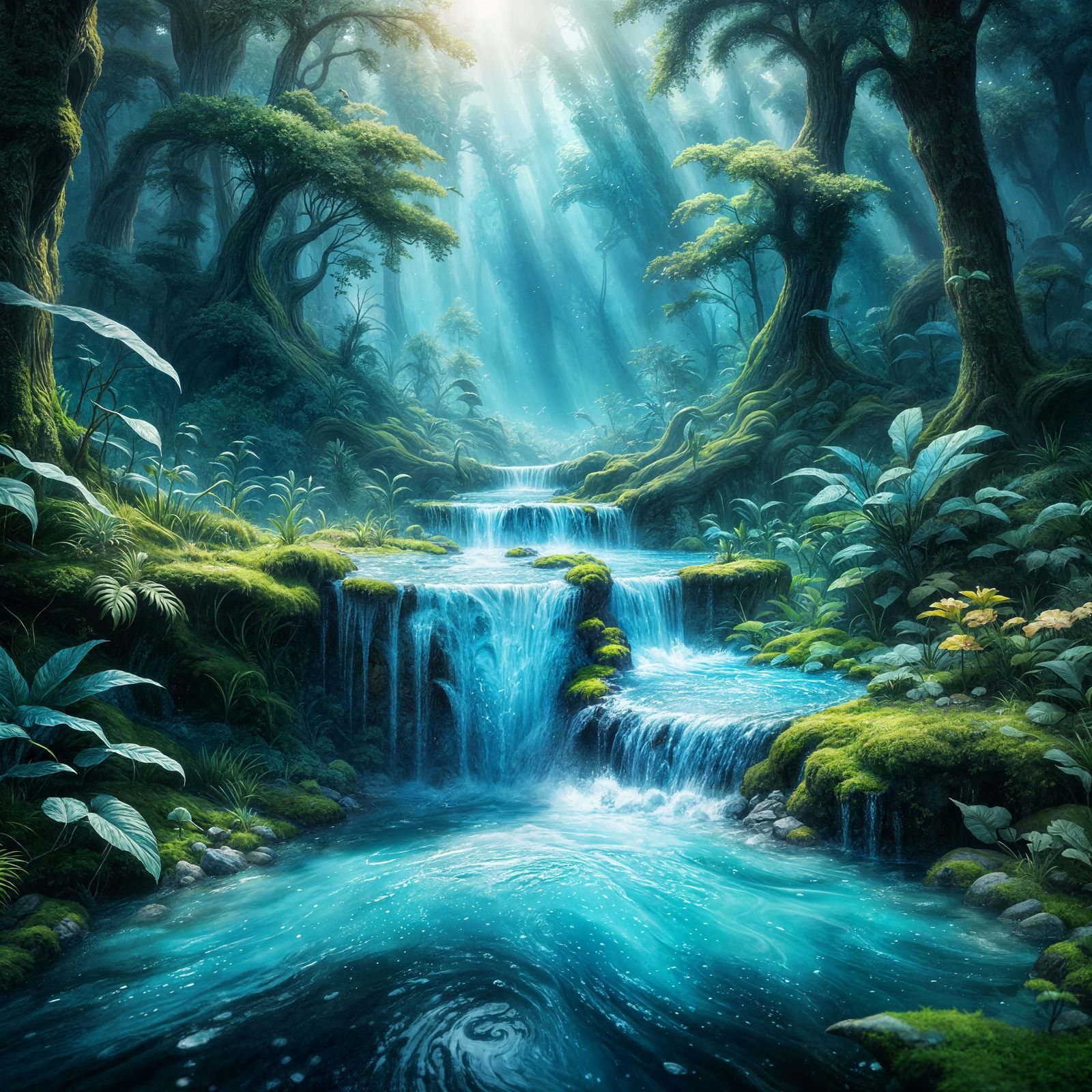 Fantastical Water Splash in Detailed Matte Painting