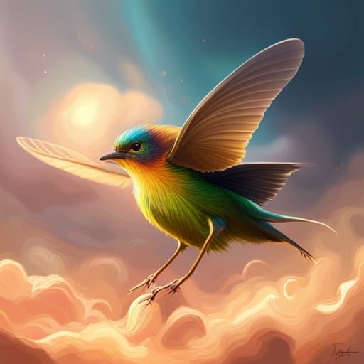 Detailed Winged Creature in Splash Art Style