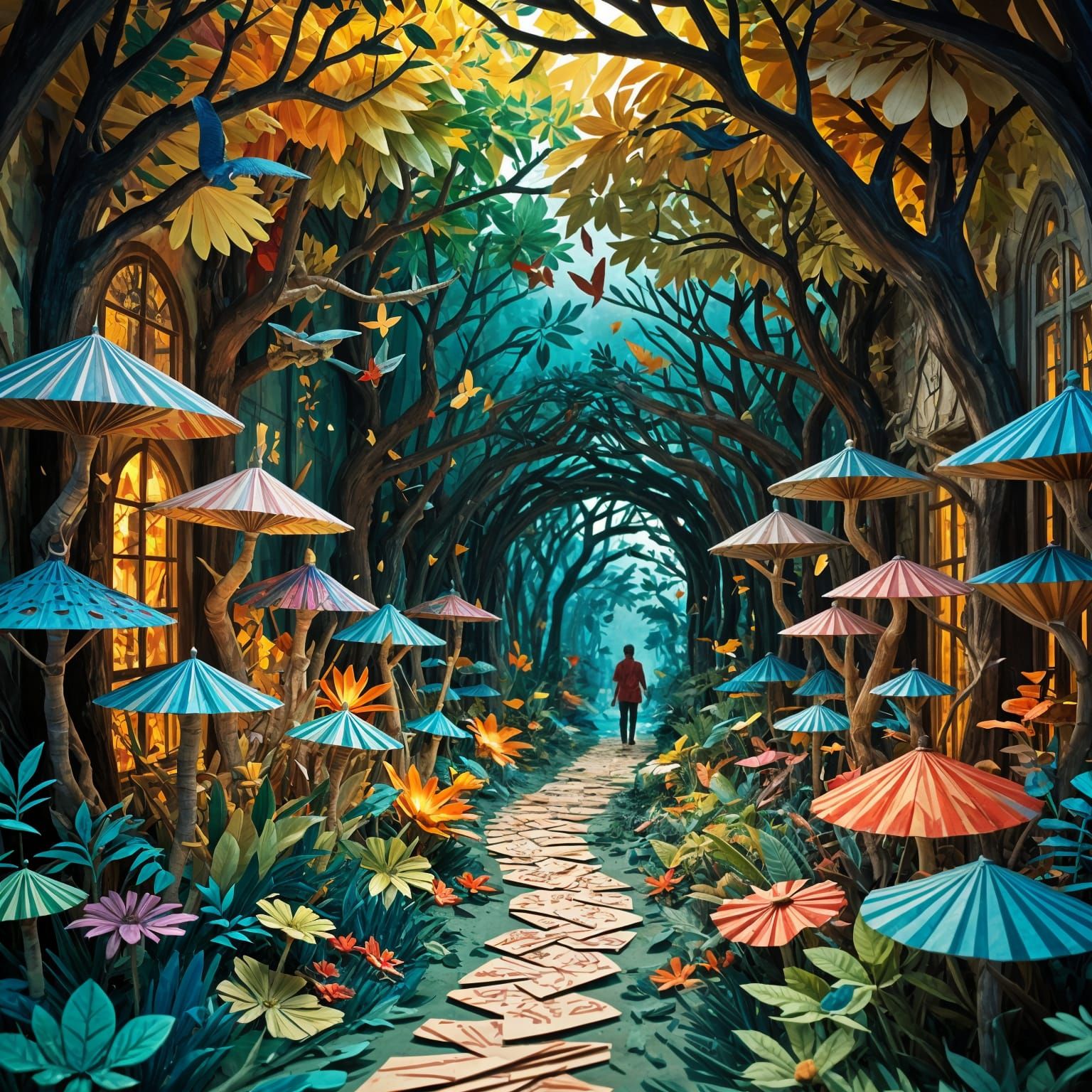 Intricate Paper World Kaleidoscope with Daily Life Scenes