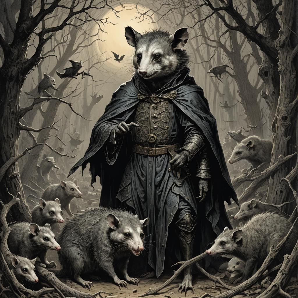 The Grand Opossum: A Horror Illustration