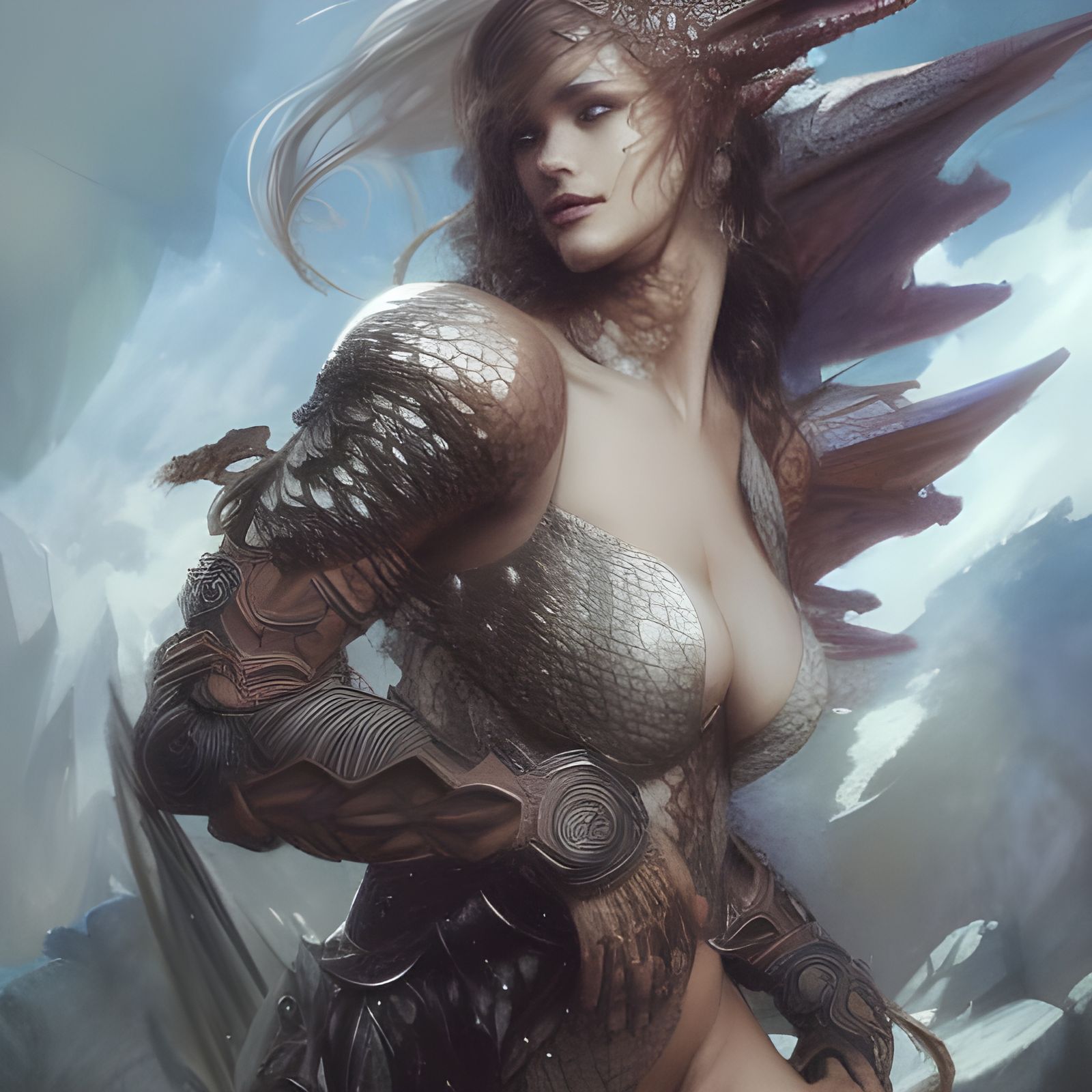 Armored Dragon Warrior Portrait in Hyperdetailed Style