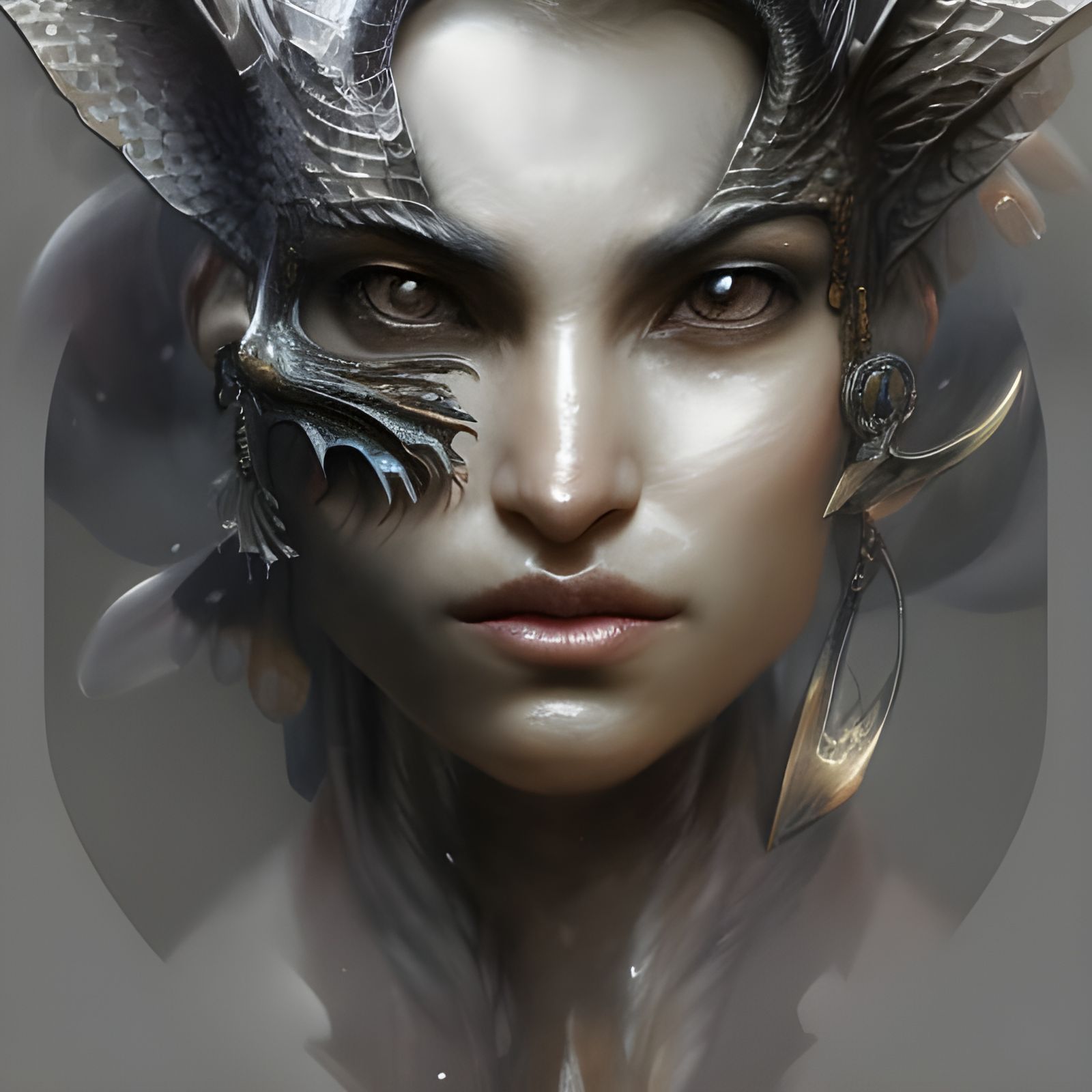 Armored Dragon Warrior Portrait in Hyperdetailed Style