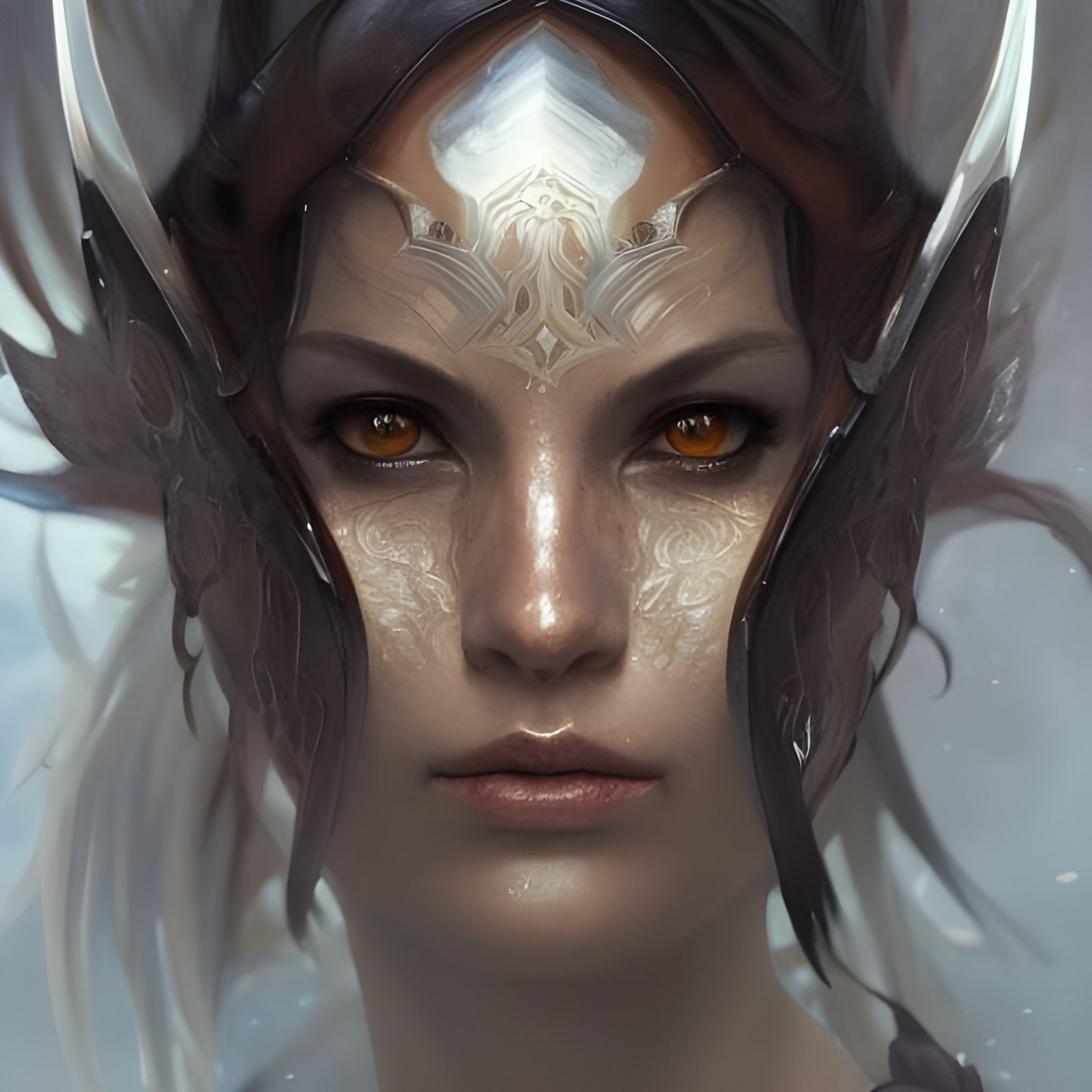 Armored Dragon Warrior Portrait in Art Nouveau Style