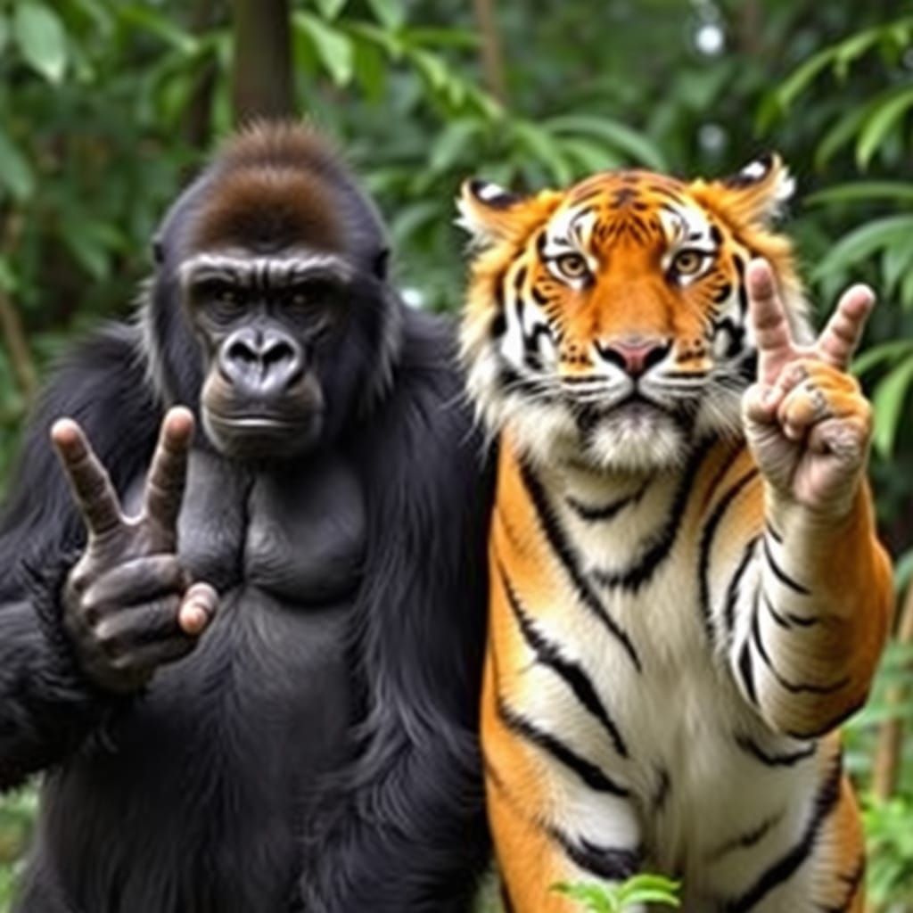 Wild Jungle Friends Embody Peace in Spontaneous Moment