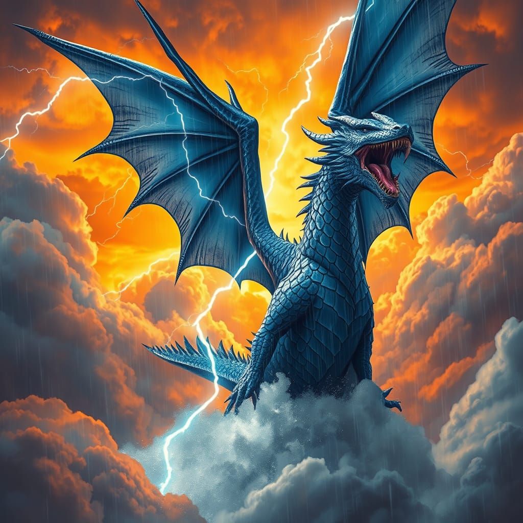 Ethereal Storm Dragon Unleashed in Vivid, Hyper-Realistic Sp...