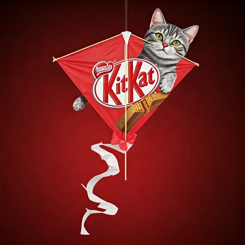 Whimsical Cat Kite Inspired by Pop Surrealism