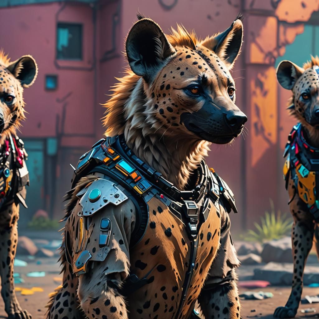 Futuristic Hyena Avatar in Hyperrealistic Style