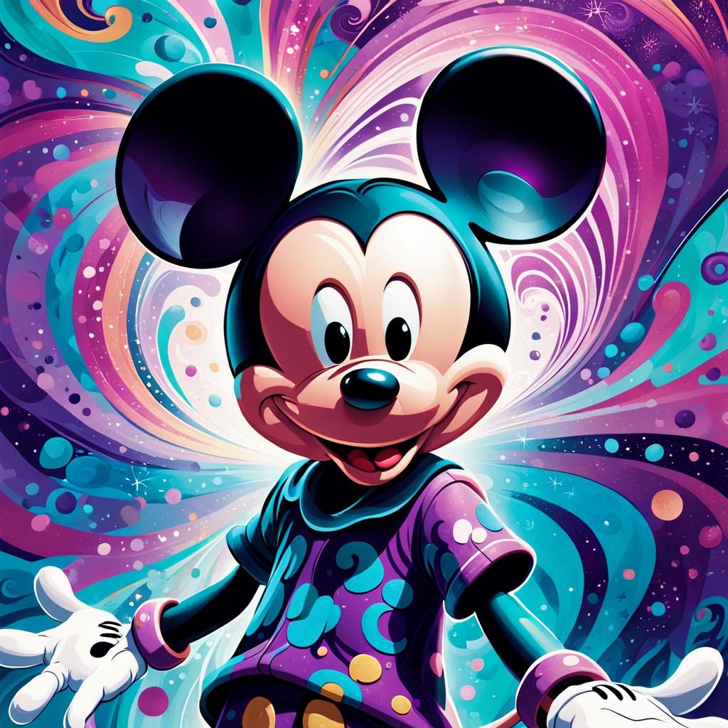 Mickey Mouse Disney-Style Whimsical Illustration