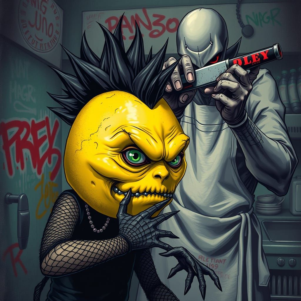 Dark Futurist Emo Lemon Creature Defies Human Juicer