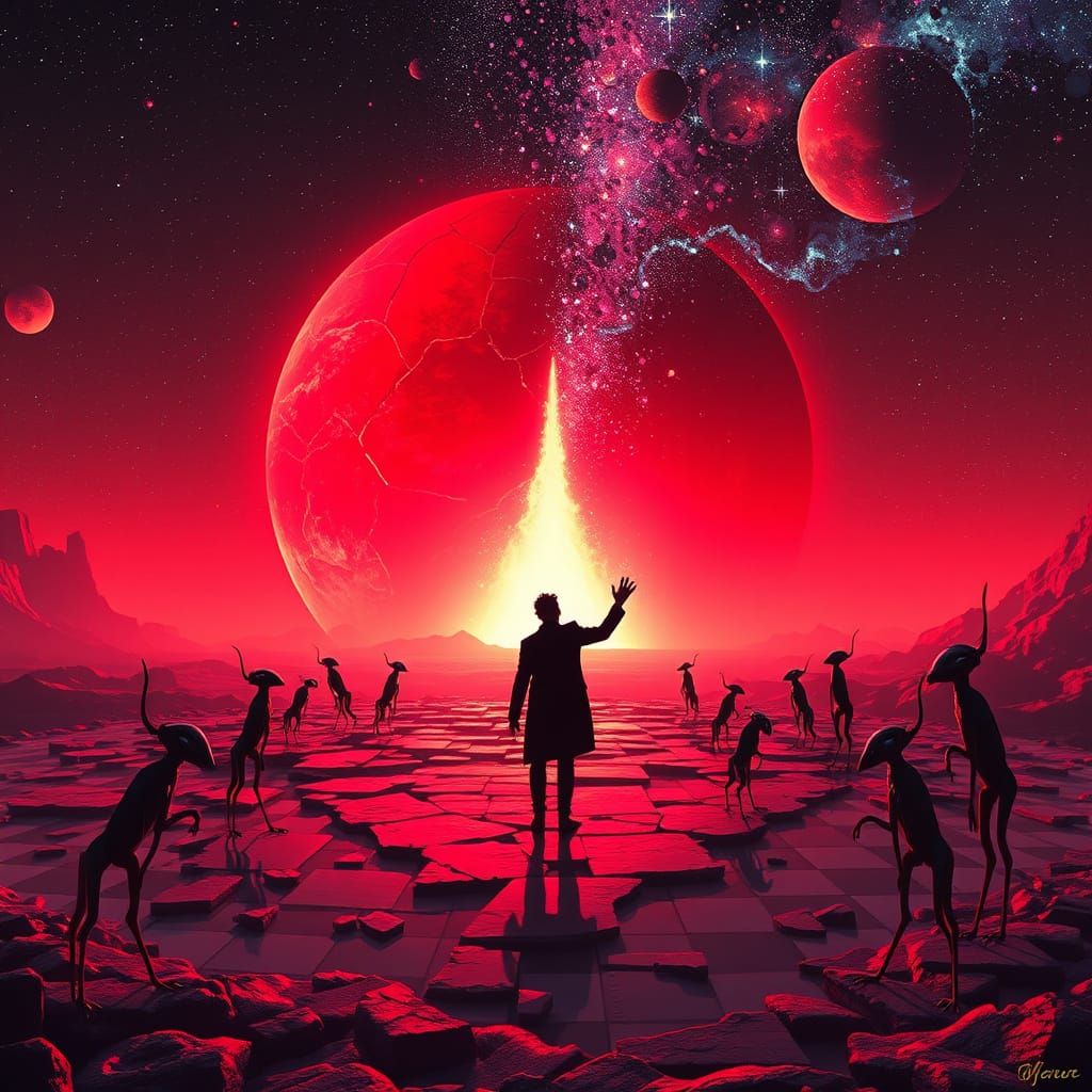 Surreal Red Planet Portal Dreamscape