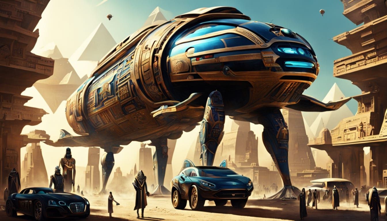 Futuristic Egyptian Society in the Year 3000