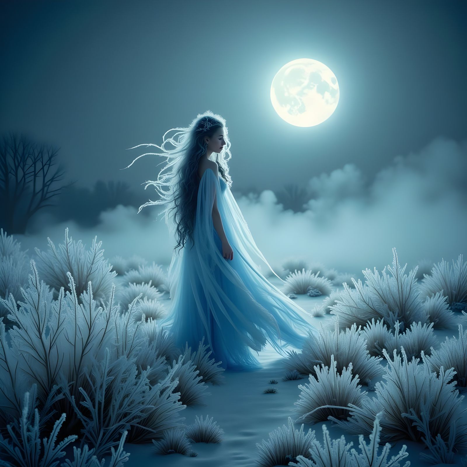 Ethereal Phantom Walks Frosty Dead Moor Landscape