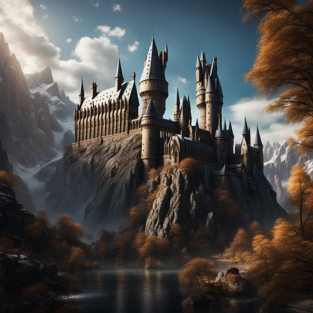 Detailed Matte Painting of Hogwarts in 8K