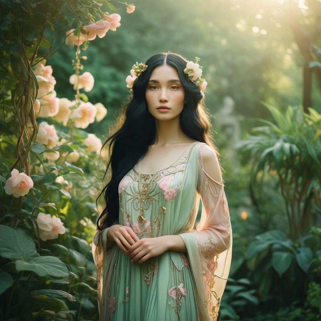 Goddess in Art Nouveau Garden