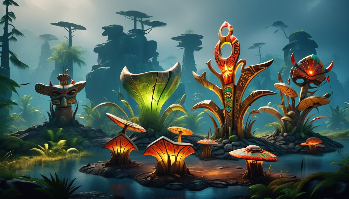 Mysterious Tribal Totem 3D Render for Art Expo